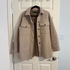 Zara Women's Beige Utility Shacket